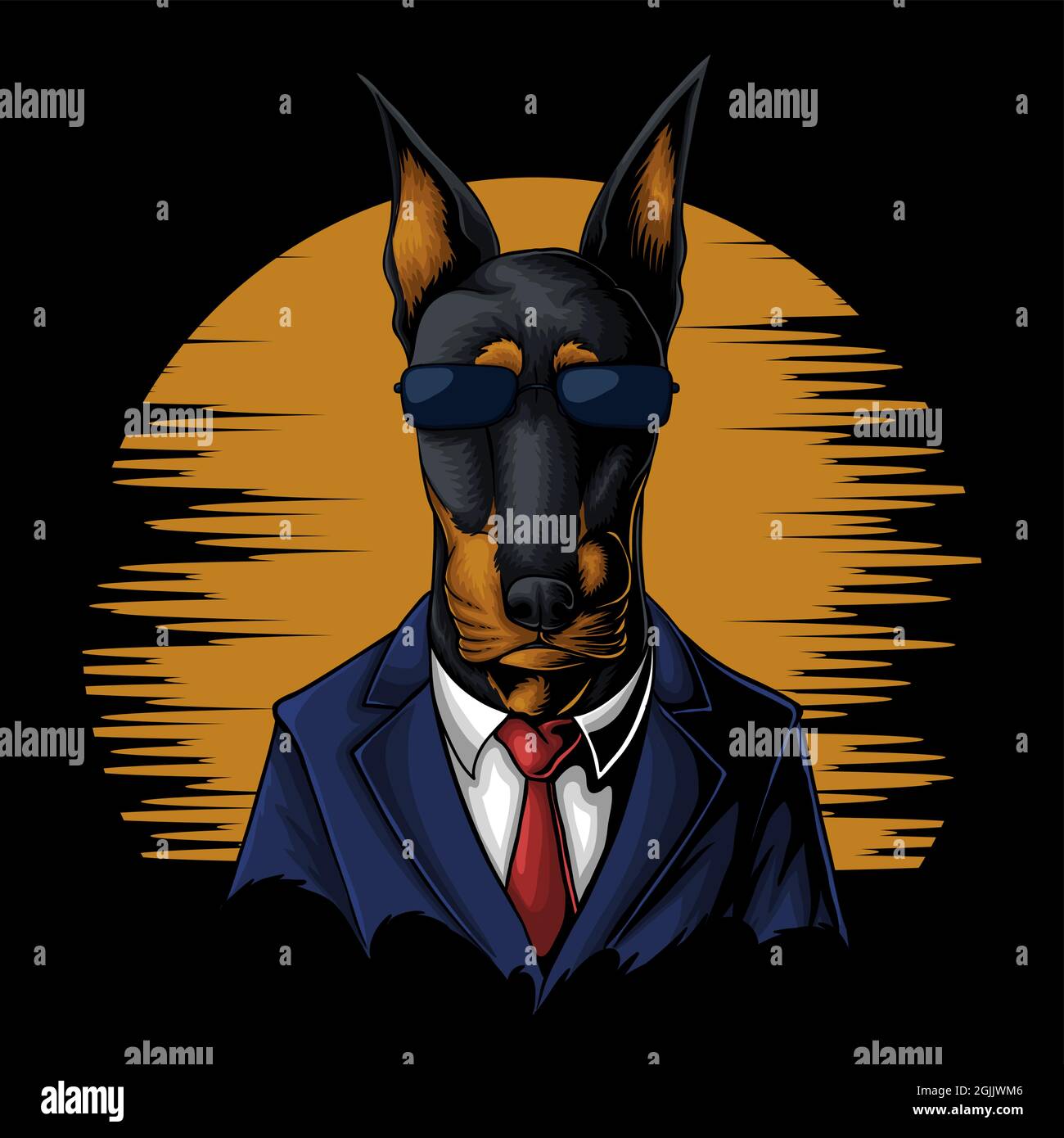 Coole Dobermann Anzug Vektor Illustration Stock Vektor