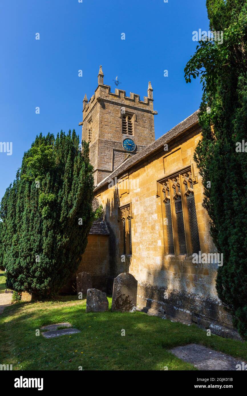 St. Peter’s Church im Cotswold-Dorf Stanton, Gloucestershire, England Stockfoto