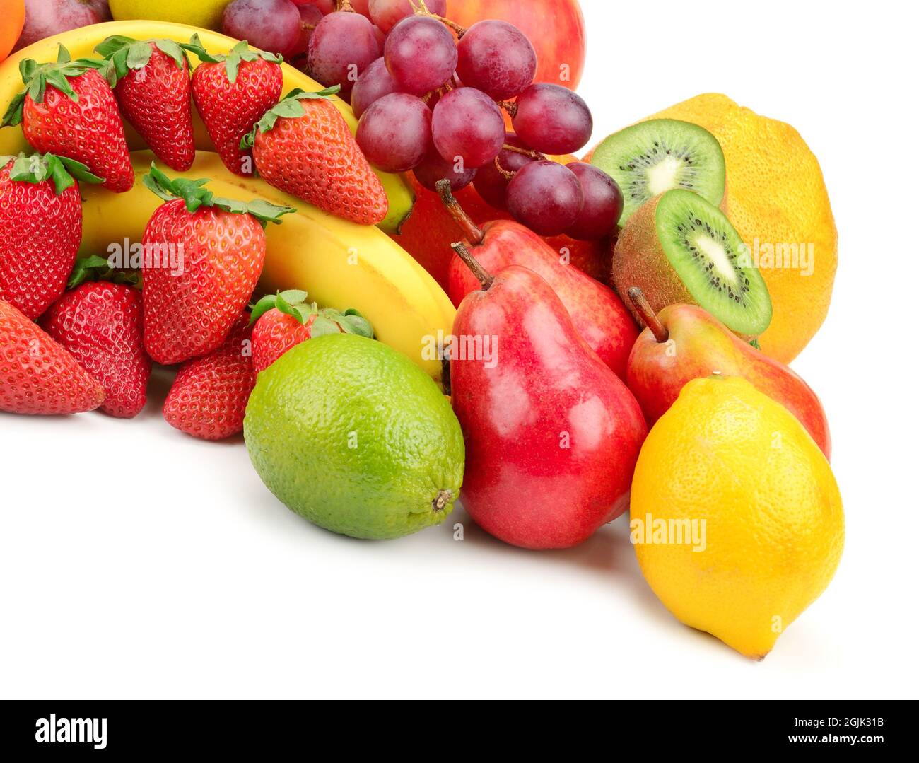 Frische Früchte auf einem weißen isoliert Stockfoto
