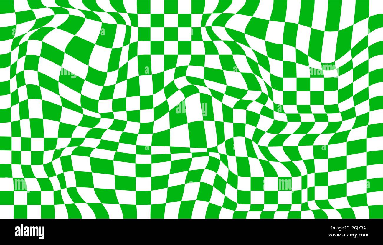 Karierter Hintergrund mit verzerrten Quadraten. Abstraktes Banner mit Verzerrung. Schachmuster. Schachbrettfläche. Stock Vektor