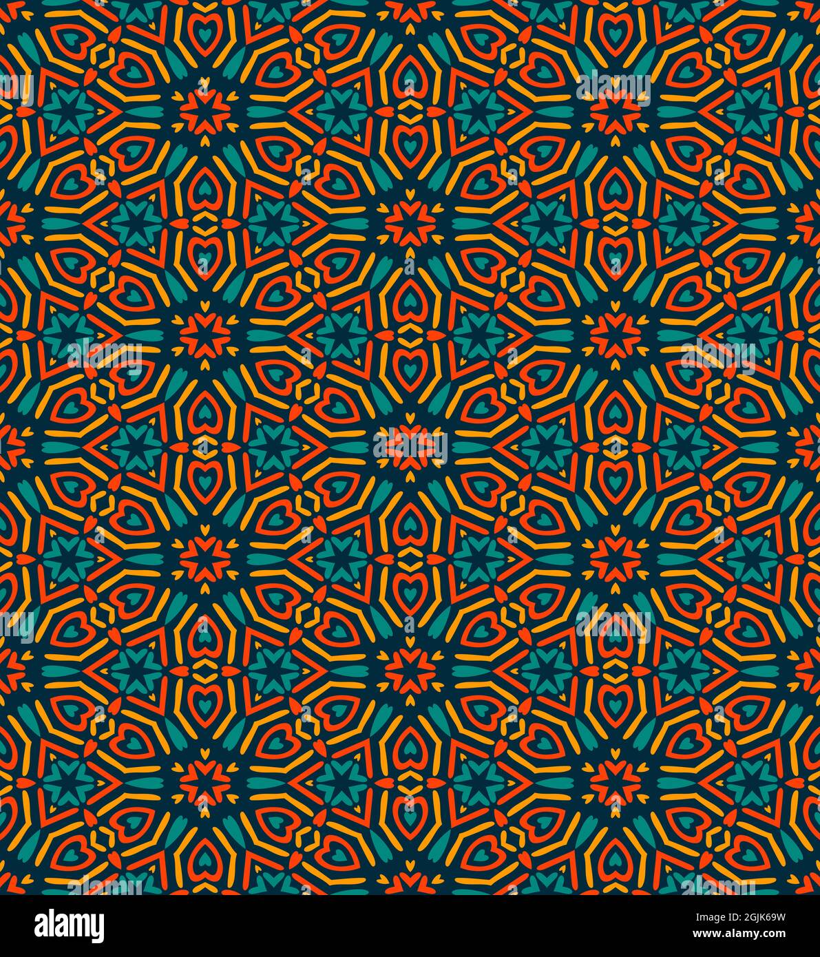 Nahtloses Muster mit geometrischen Motiven in 4 Farben Stockfoto