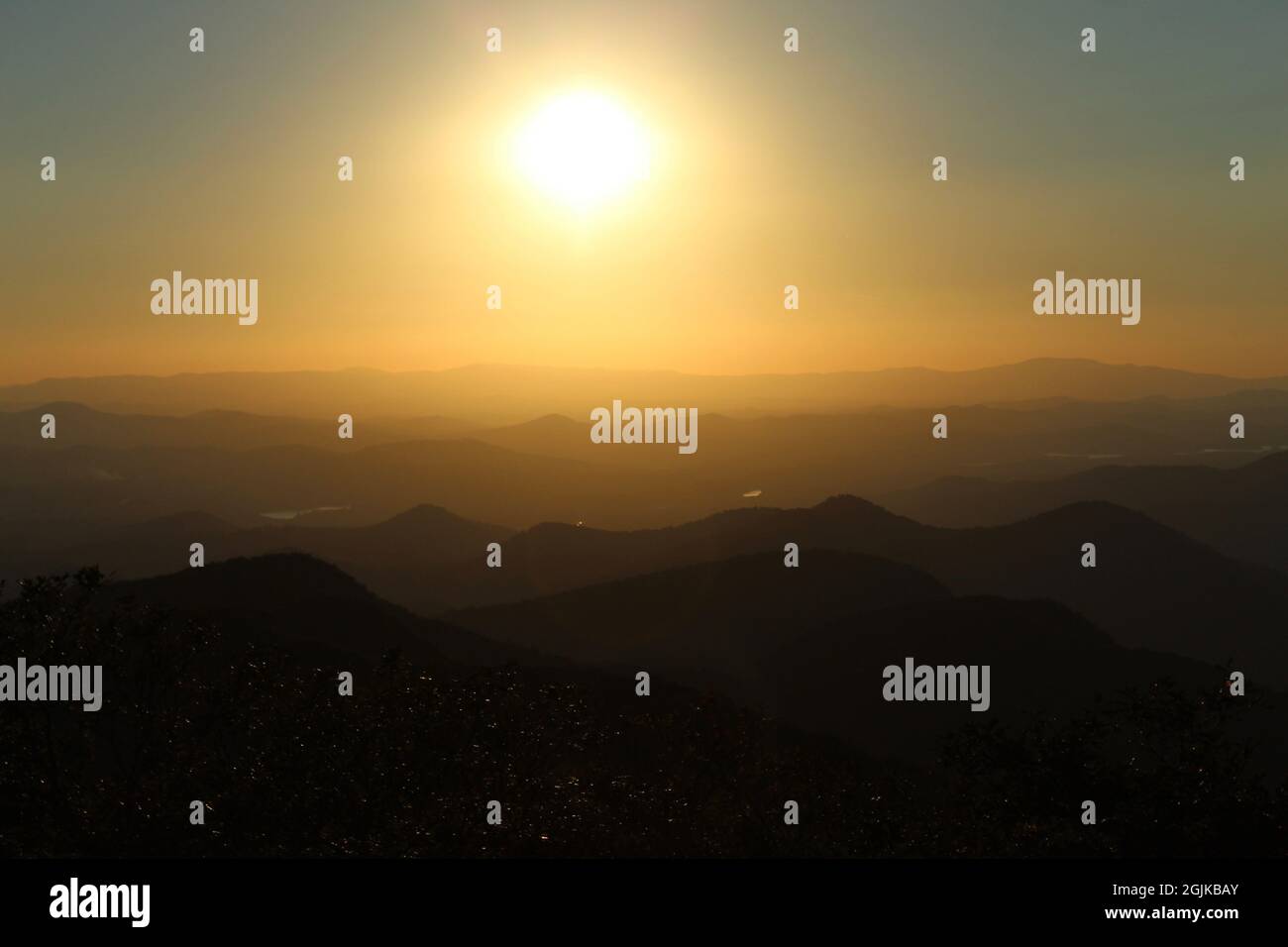 Der Beginn des Sonnenuntergangs. Brasstown bald, der höchste Punkt in Georgien! Stockfoto