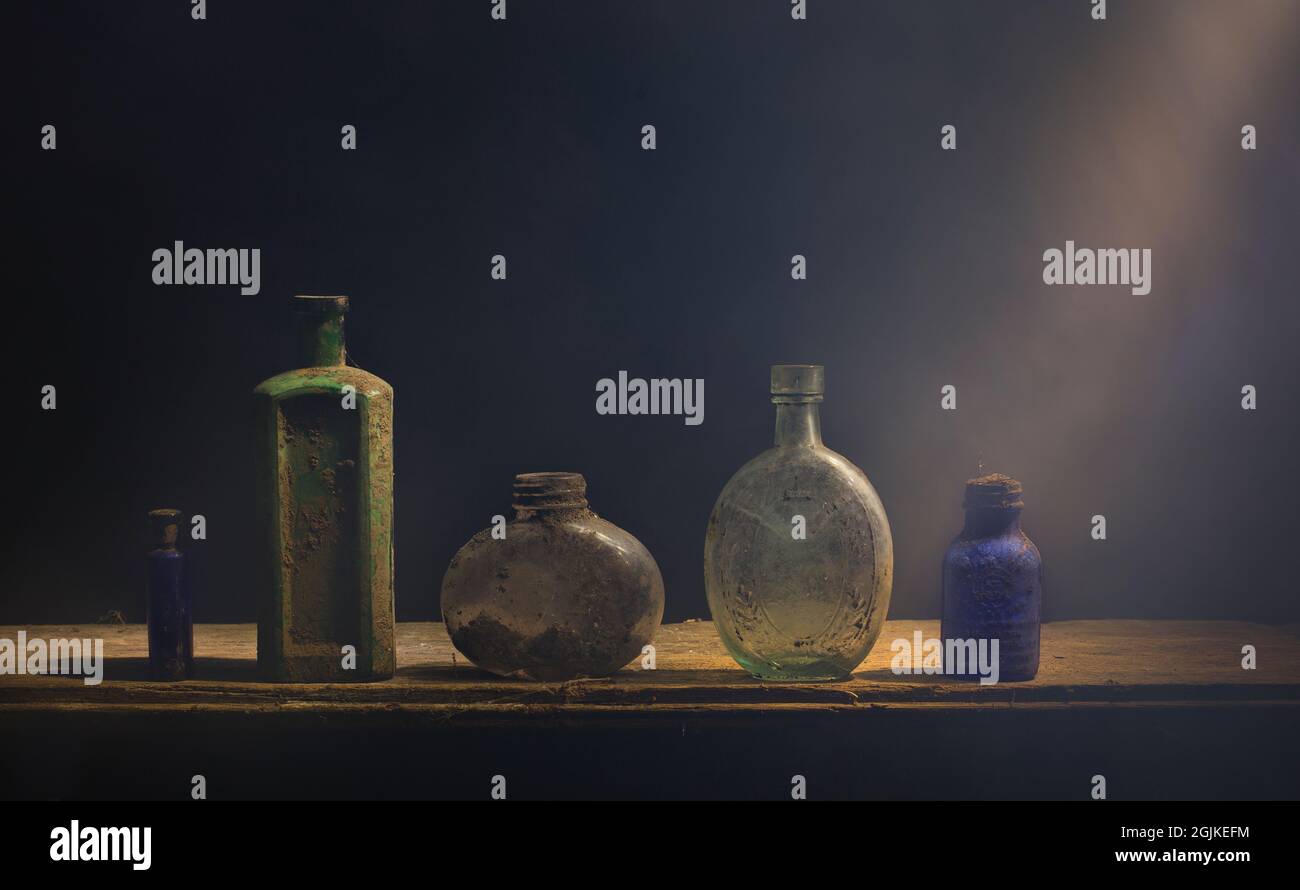 alte Glasflaschen Stockfoto