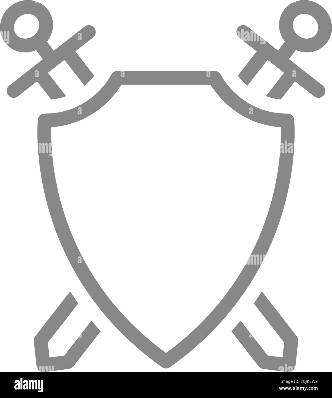 Schutzschild mit Symbol für die Schwerter-Linie. Schutz, Ritter Verteidiger, Krieger Wache Stock Vektor