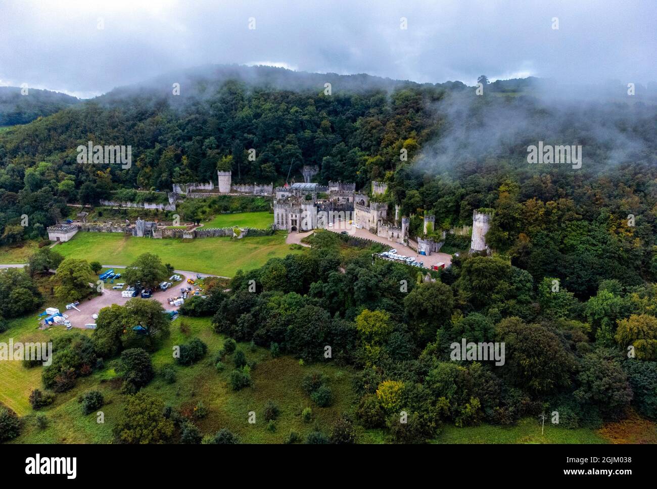 Gwrych Castle in der Nähe von Abergele in Conwy County Borough, Nordwales, das für das Jahr I'm a Celebrity... Hol Mich Hier Raus! Bilddatum: Freitag, 10. September 2021. Stockfoto