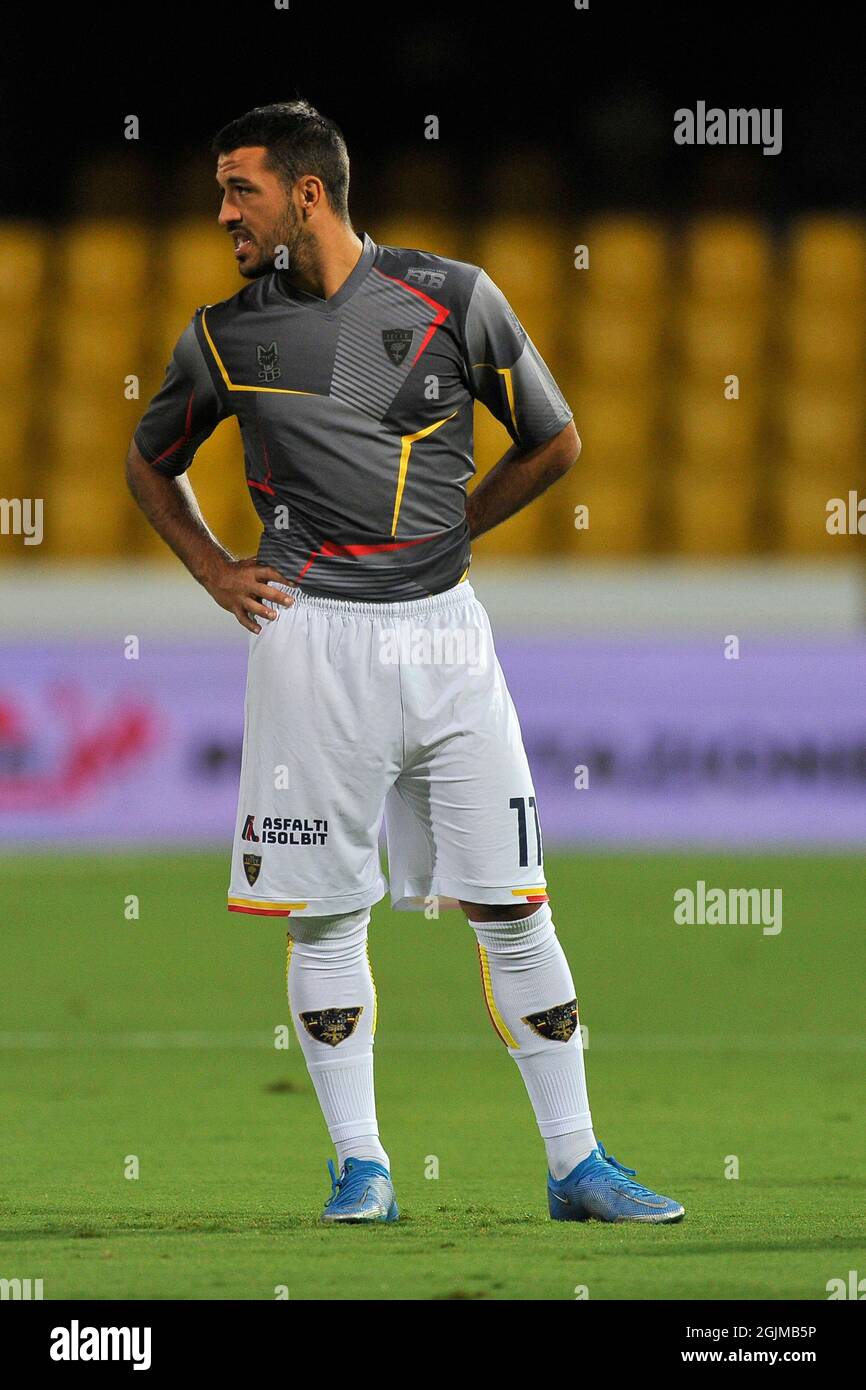 Benevento, Italien. September 2021. Marco Olivieri Spieler von Lecce, während des Spiels der italienischen Serie B Meisterschaft zwischen Benevento gegen Lecce Endergebnis 0-0, Spiel im Ciro Vigorito Stadium gespielt. Benevento, Italien, 10. September 2021. (Foto von Vincenzo Izzo/Sipa USA) Quelle: SIPA USA/Alamy Live News Stockfoto