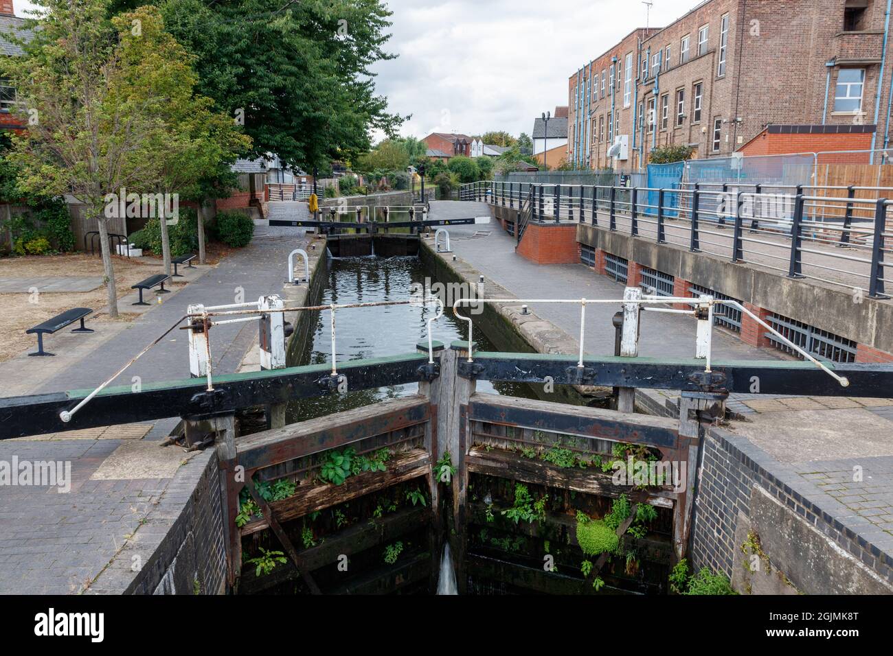 Die Meadow Lane Lock am Kanal von Nottingham Stockfoto