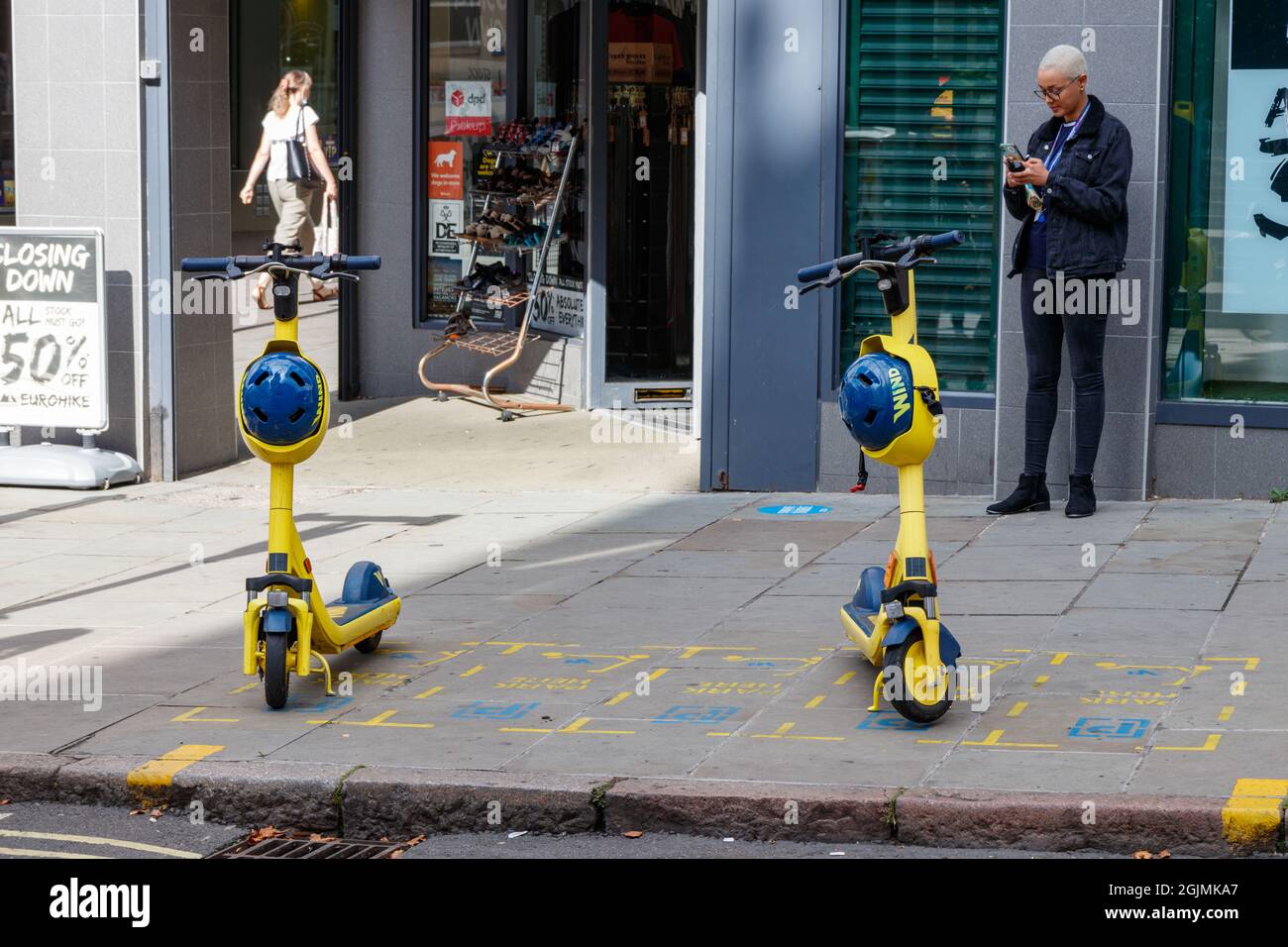 Elektro-Scooter Nottingham Stockfoto