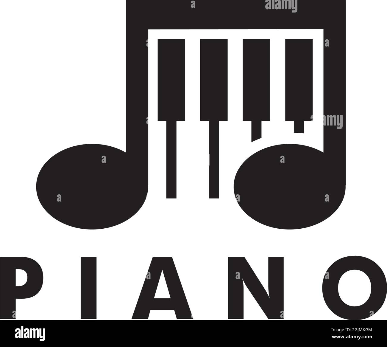 Piano Logo Design Vektor Illustration Vorlage für Musikinstrument Stock Vektor