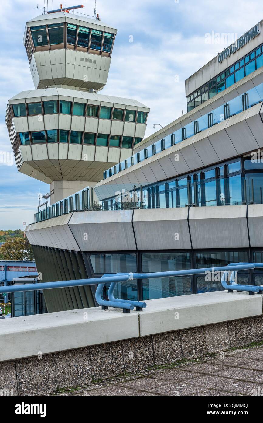 Blick von den Besucherterrassen des Flughafens Berlin Tegel TXL Stockfoto