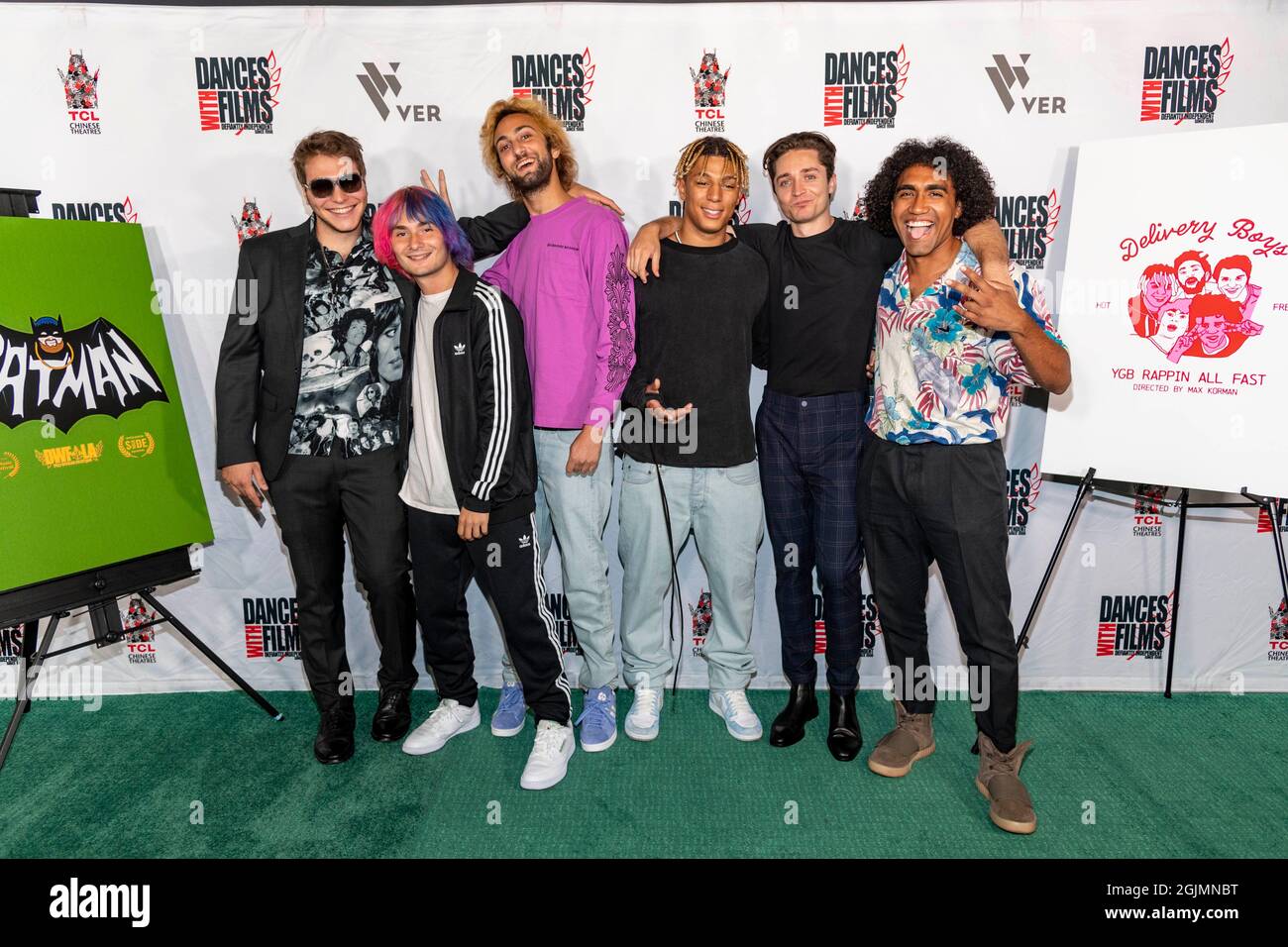 Los Angeles, USA. September 2021. Die Gruppe „Delivery Boys“ nimmt am 10. September 2021 an 24. Jährlichen Dances with Films Festival Music Videos Premiere von „Batman“ und „YGB Rappin“ All Fast“ von Max Corman im TCL Chinese Theatre, Los Angeles, CA Credit: Eugene Powers/Alamy Live News Stockfoto