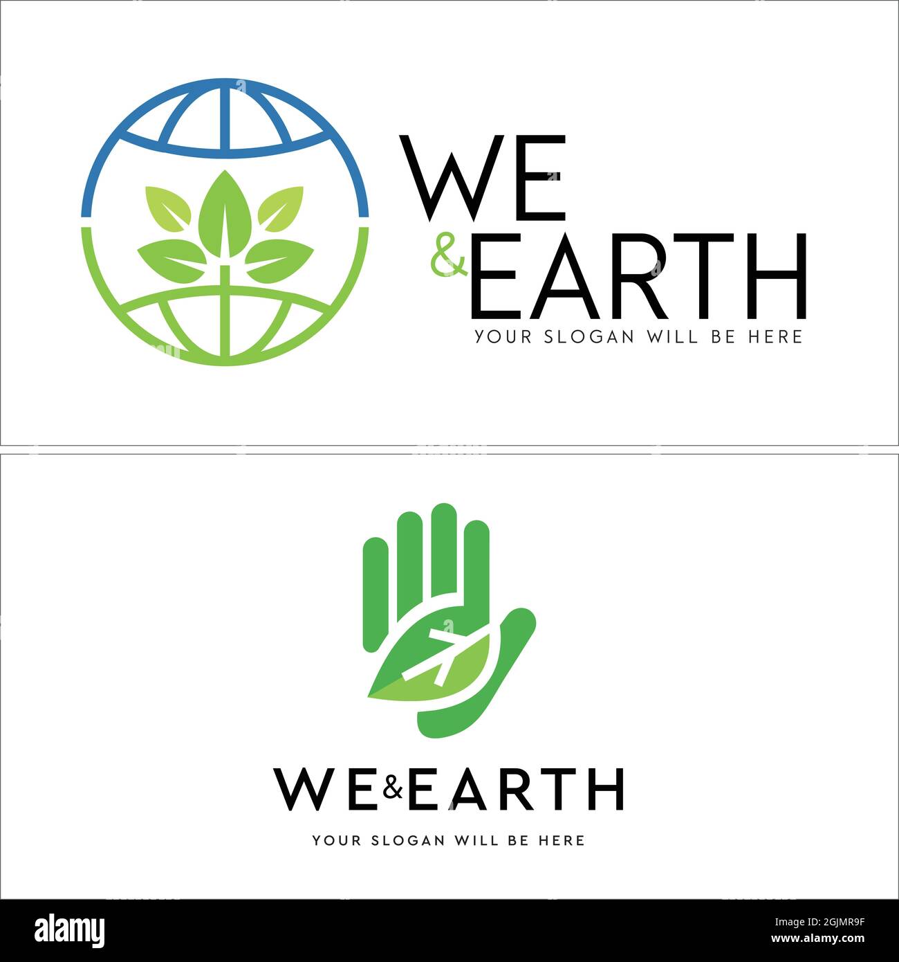 Go Green Global Nature Hand Leaf Logo-Design Stock Vektor