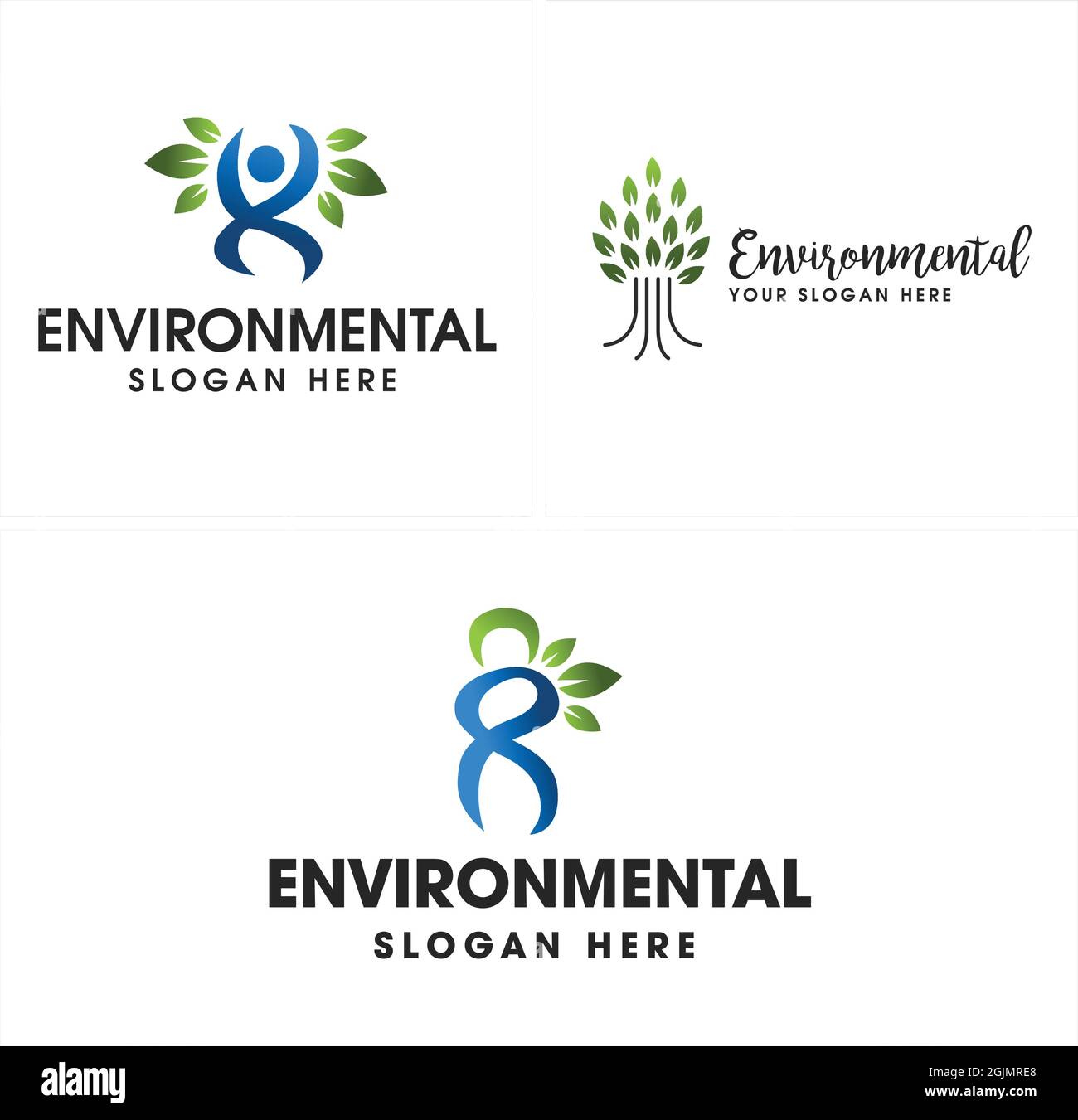 Umwelt gesunde Natur Baum Menschen Blatt grün Logo Design Stock Vektor