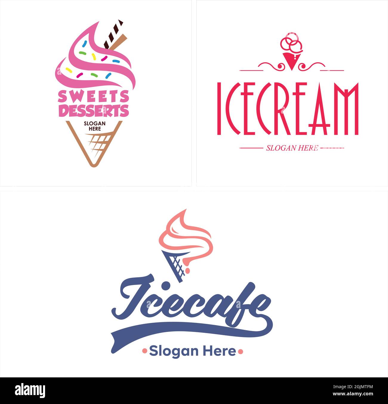 Eiscreme-Dessert-Icon-Logo-Design Stock Vektor