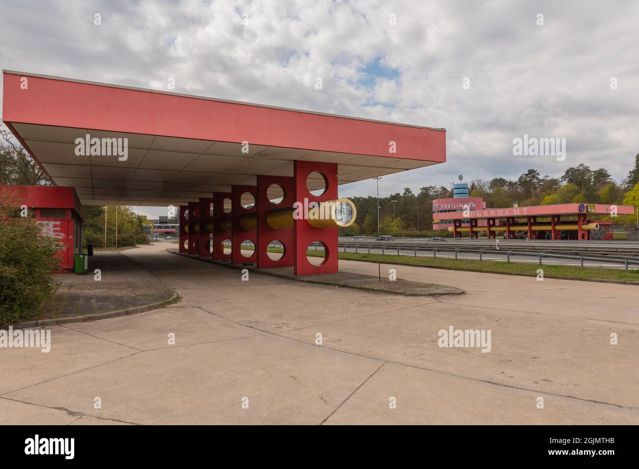 Teilansicht des ehemaligen Dreilinden-Grenzübergangs Stockfoto