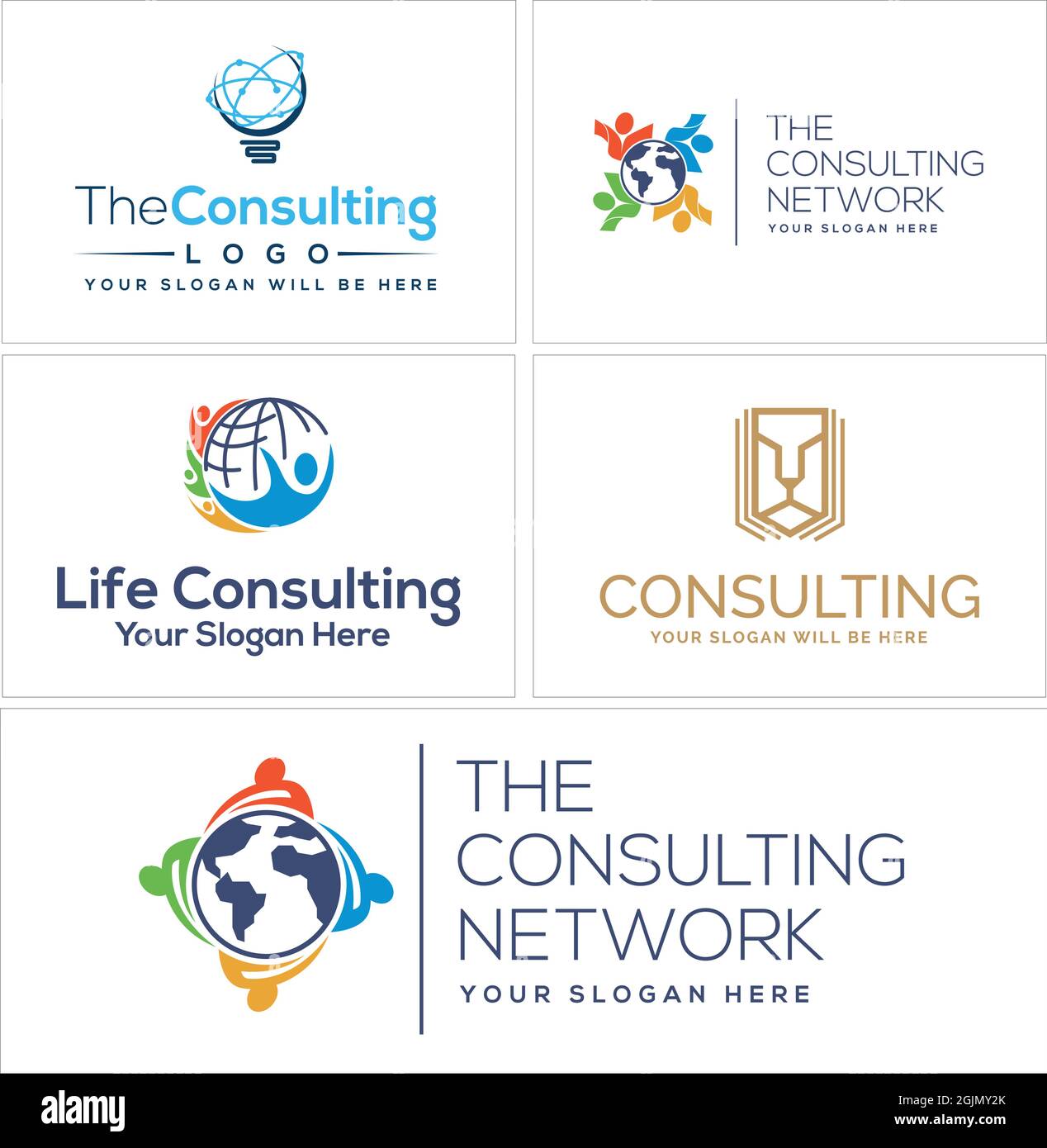 Unternehmensberatung Menschen Global Tech Logo Design Stock Vektor