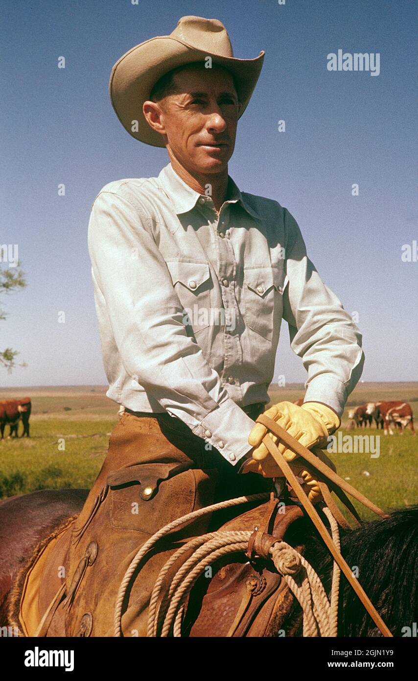 USA Oklahoma. Ein Cowboy auf einer Ranch 1959. Kodachrome Dia Original. Credit Roland Palm Ref. 6-9-9 Stockfoto