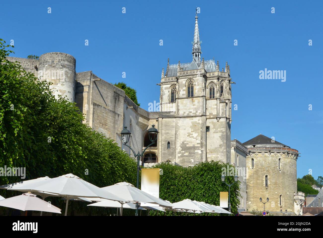 Schloss und Kapelle Saint Hubert am Ende eines Turms in Amboise, einer Gemeinde im Département Indre-et-Loire in Mittelfrankreich Stockfoto