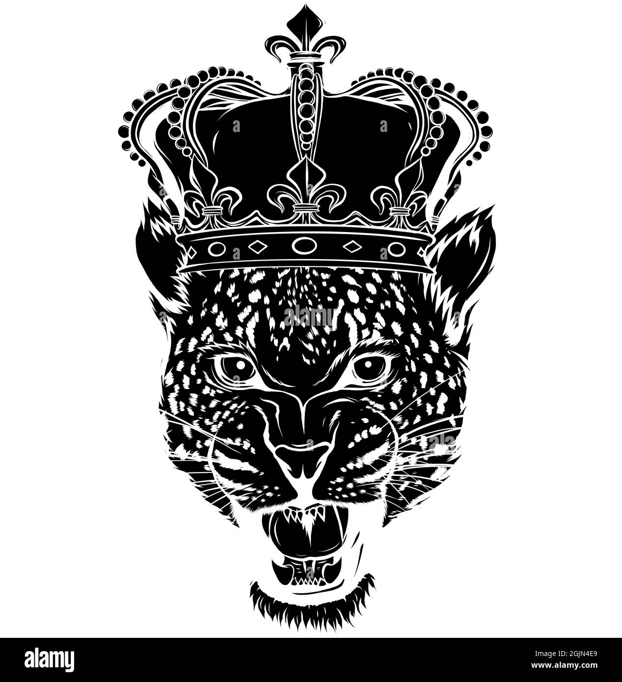 vektor-Illustration von Kopf Leopard mit Krone Stock Vektor