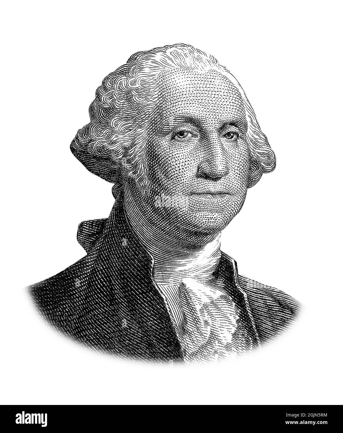 Ein George Washington Porträt isoliert auf weißem Hintergrund Stockfoto