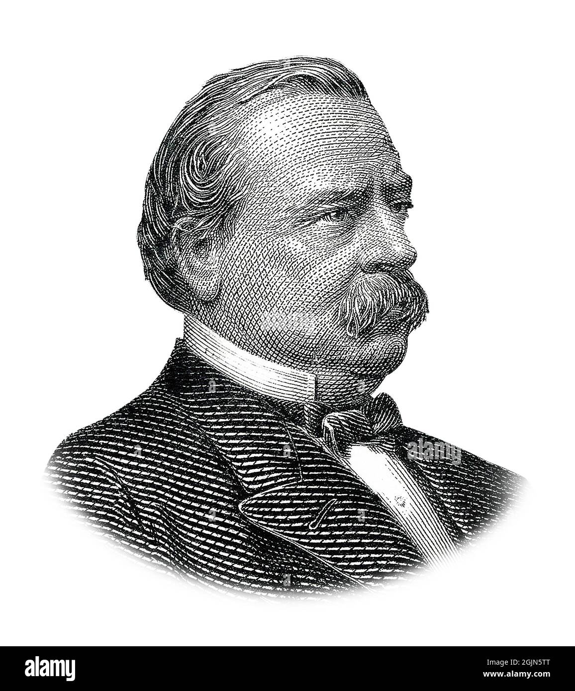 Grover Cleveland Portrait isoliert auf weißem Hintergrund Stockfoto