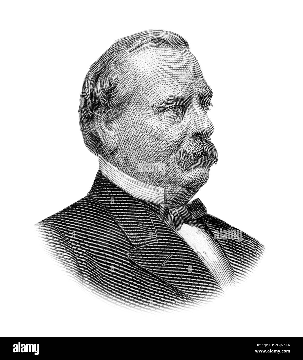 Grover Cleveland Portrait isoliert auf weißem Hintergrund Stockfoto