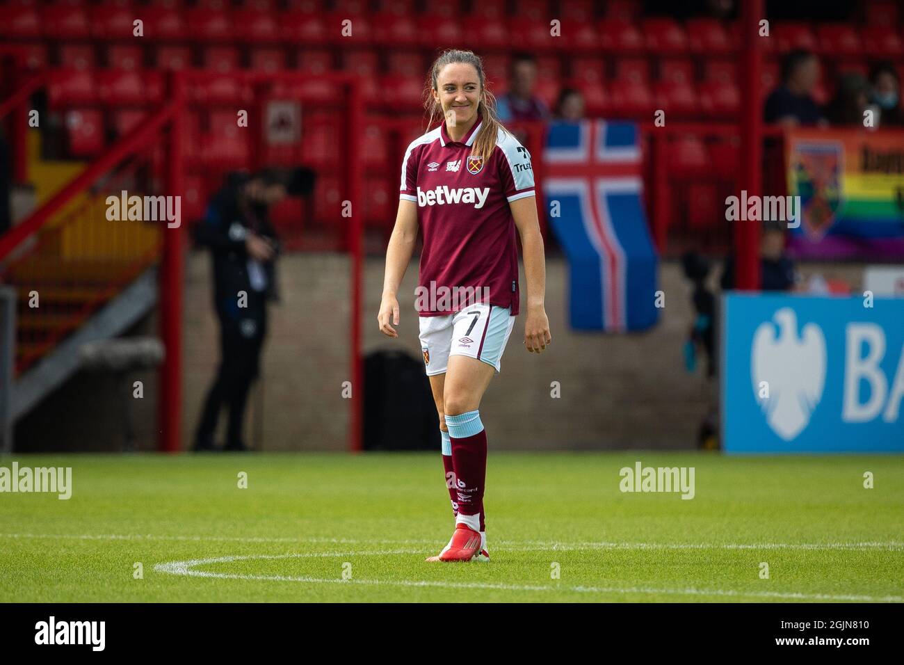 London, Großbritannien. September 2021. Lisa Evans von West Ham. Barclays FA Women's Super League West Ham vs. Aston Villa. Kredit: Liam Asman/Alamy Live Nachrichten Stockfoto