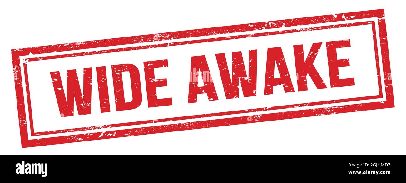 HELLWACH Text auf rot grungy vintage Rechteck Stempel. Stockfoto