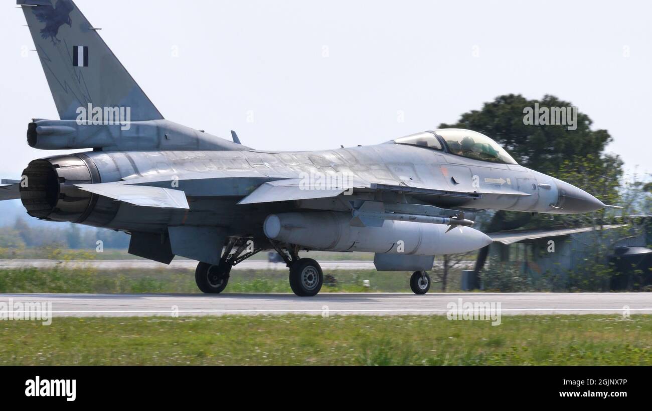 Andravida Griechenland 03. APRIL 2019 General Dynamics F-16 C Fighting Falcon der Hellenischen Luftwaffe HAF Stockfoto