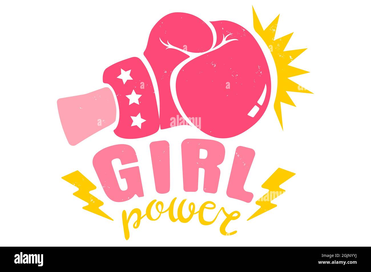 Vector Vintage Logo für ein Boxen mit rosa Handschuh. Retro-Emblem für Frauen Boxen. Poster von Mädchen Boxen mit rosa Handschuh und Band Stock Vektor