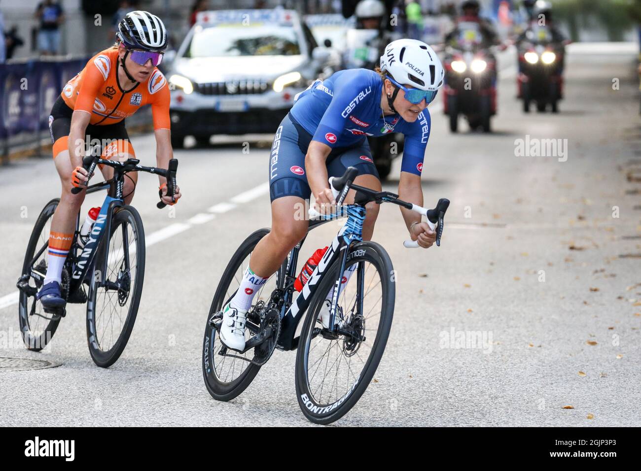 Trento, Trient, Italien, 11. September 2021, Elisa LONGO BORGHINI (ITA) auf der trak von Trient während der UEC Road European Championships - Under 23 Men Road Race - Street Cycling Stockfoto