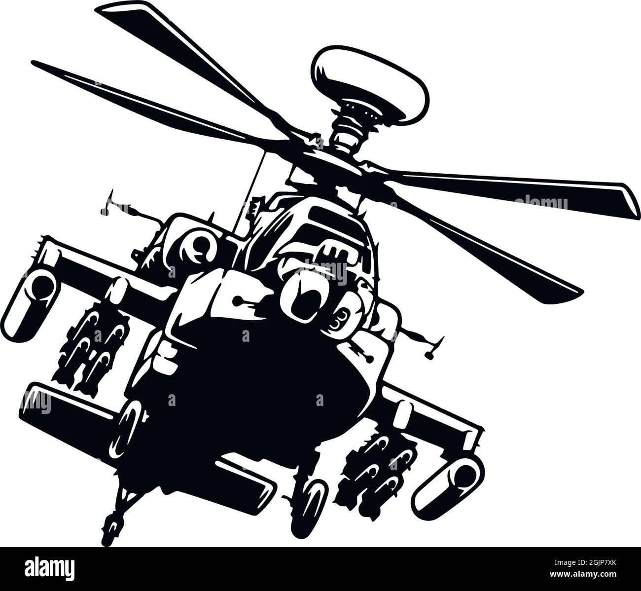 Military Helicopter detaillierte Silhouette. Schablone auf weißem Hintergrund isoliert Stock Vektor