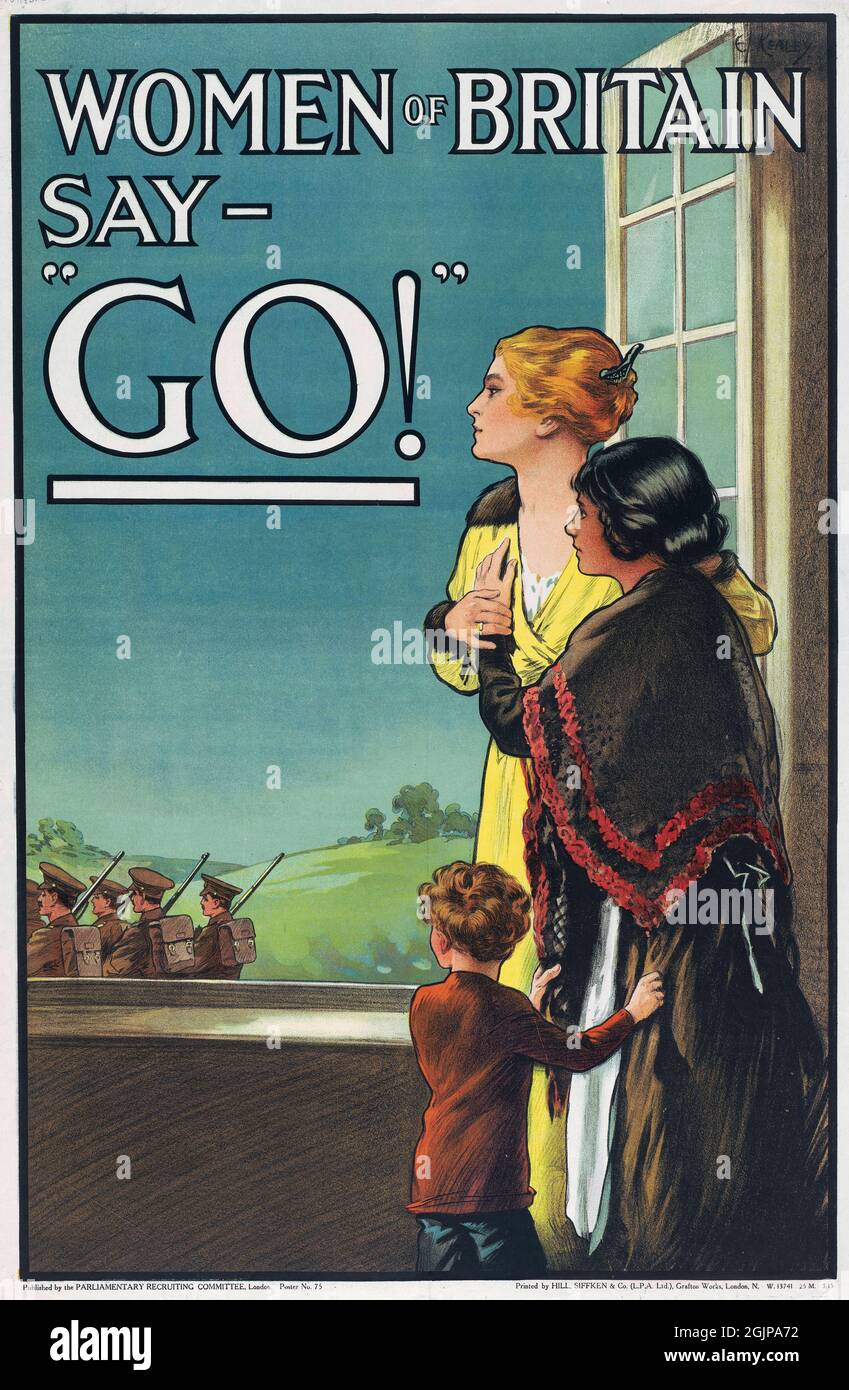 „Women of Britain Say - Go“-Plakat zur Rekrutierung im Ersten Weltkrieg Stockfoto