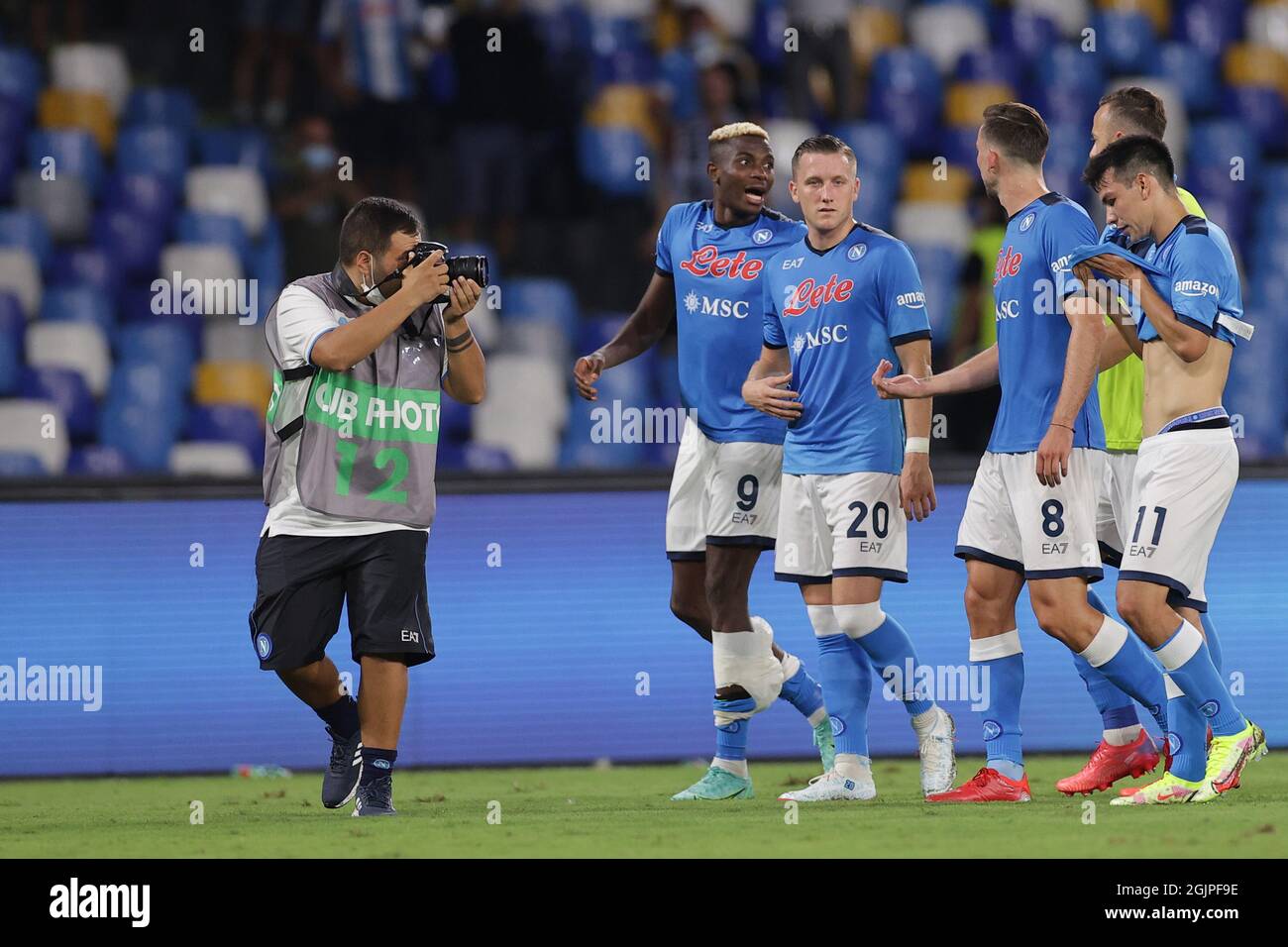 Napoli, Italien. September 2021. SSC Napoli feiern am Ende des Spiels während der Serie A 2021/2022 Fußballspiel zwischen SSC Napoli und Juventus FC im Diego Armando Maradona Stadion in Napoli (Italien), 11. September 2021. Foto Cesare Purini/Insidefoto Kredit: Insidefoto srl/Alamy Live News Stockfoto