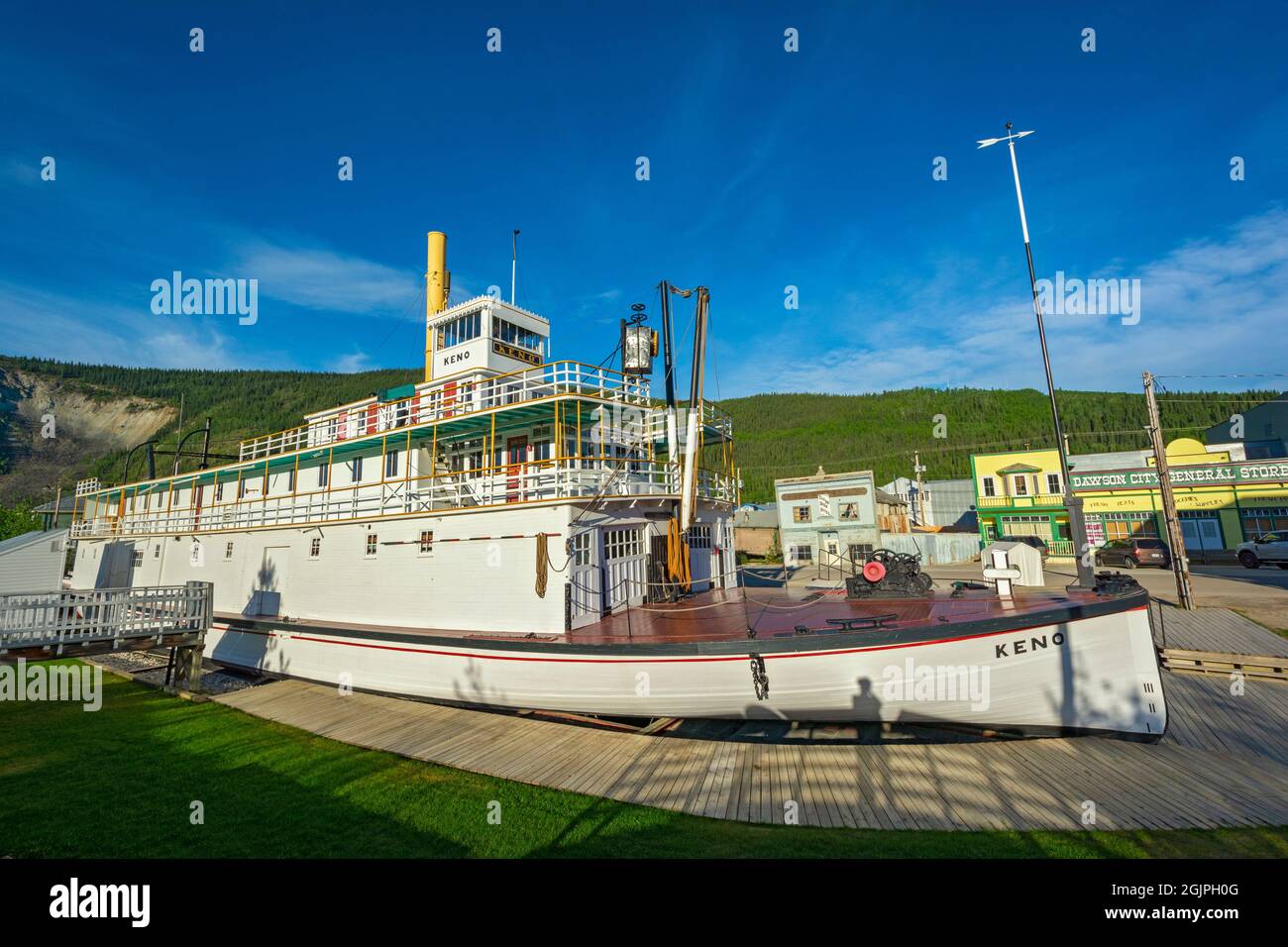 Kanada, Yukon Territory, Dawson City, S S Keno, ein Raddampfer mit Sternrad, der auf dem Yukon River 1922-1951 betrieben wurde Stockfoto