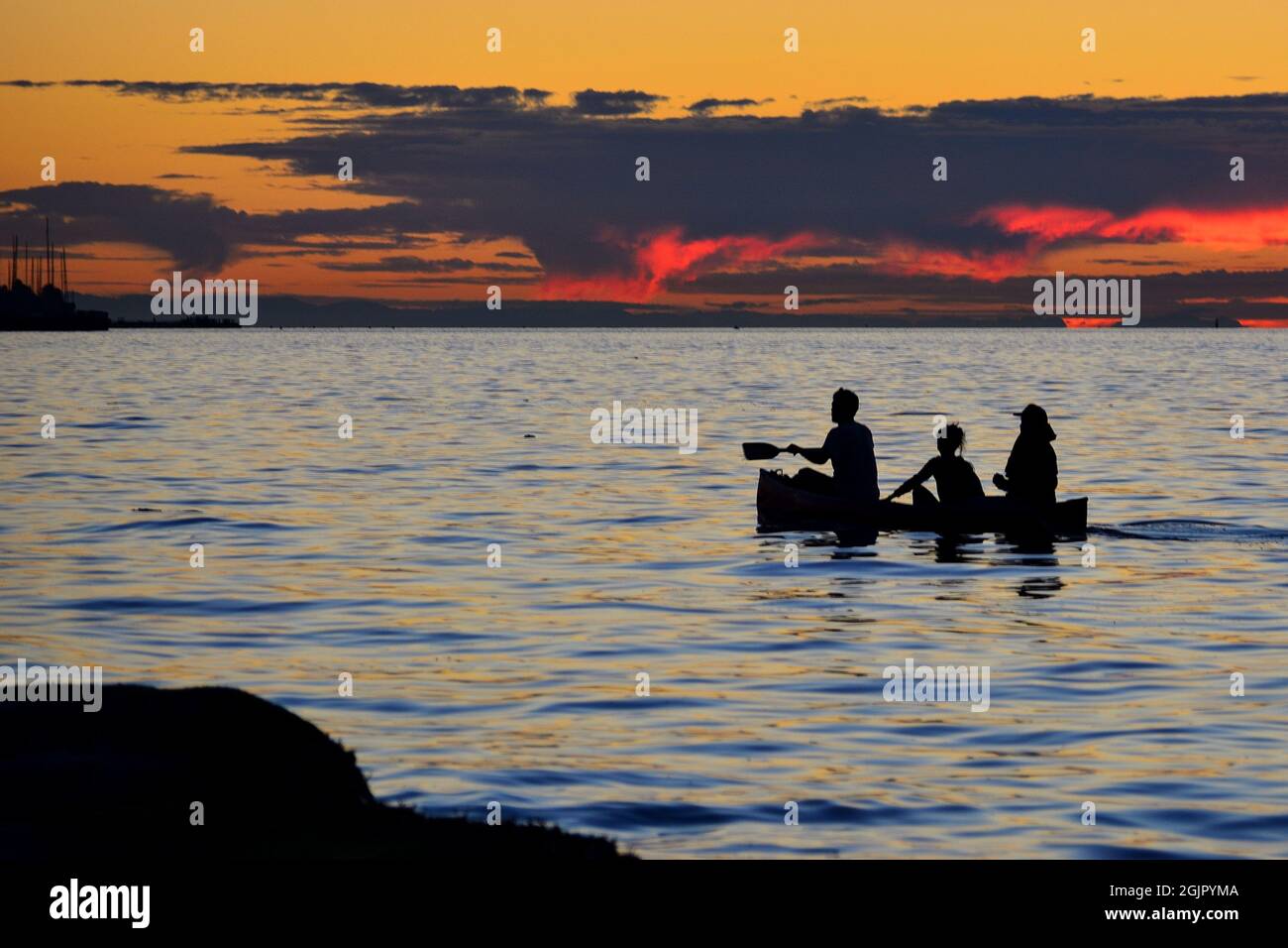 Vancouver paddeln bei Sonnenuntergang Stockfoto
