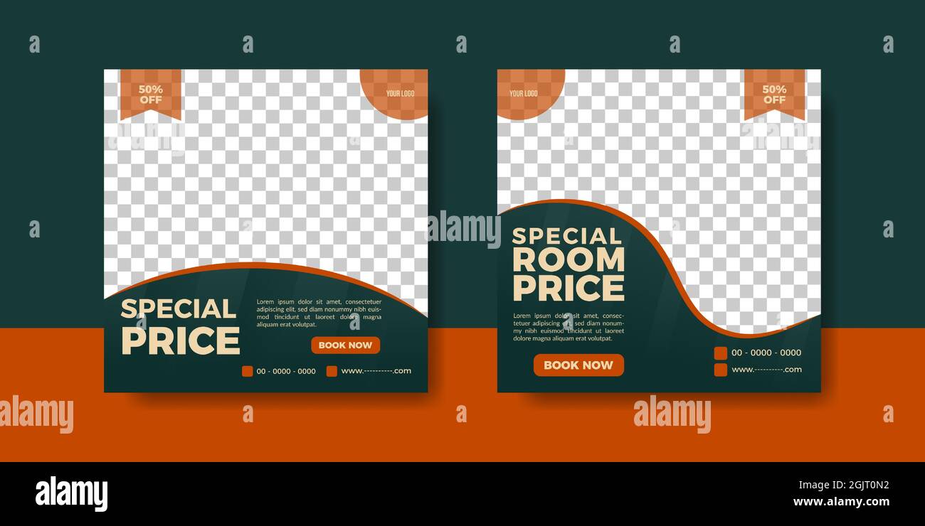 Abbildung von Vorlagen für Hotelflyer oder Social Media-Beiträge Stock Vektor