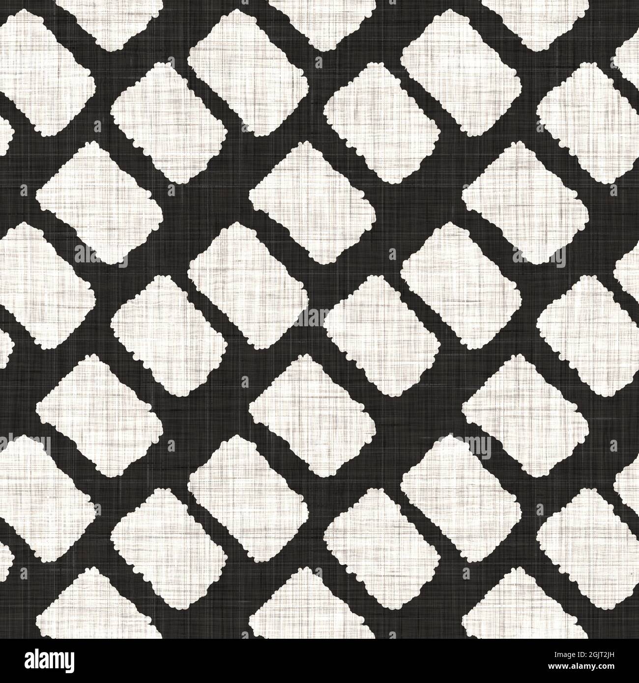 Nahtlose schwarz weiß gewebte Stoff geometrische Leinenstruktur.  Zweifarbiger monochromer Musterhintergrund. Moderner Textilgewebe-Effekt.  Maskulines Formmotiv Stockfotografie - Alamy