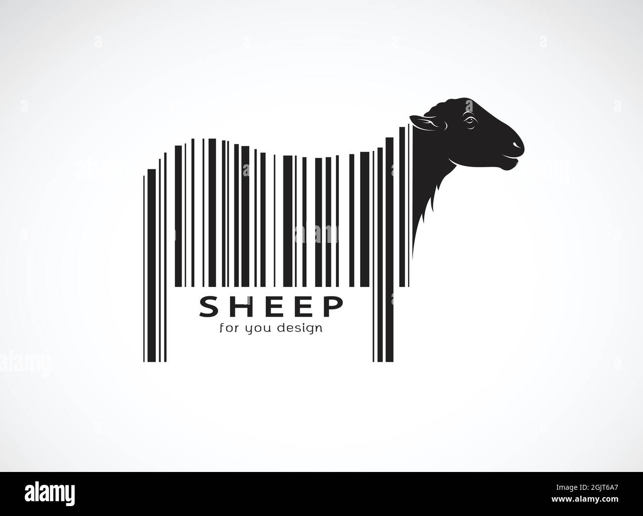 Vektor von Schafen auf dem Körper ist ein Barcode. Wilde Tiere. Schafdesign. Leicht editierbare Vektorgrafik mit Ebenen. Stock Vektor