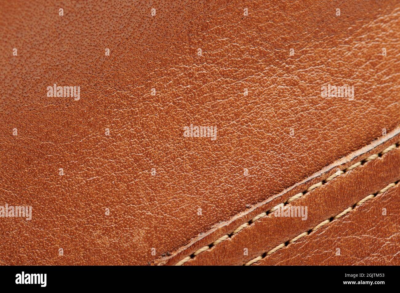 Braune Textur von Rindsleder Makro-Nahaufnahme Stockfoto