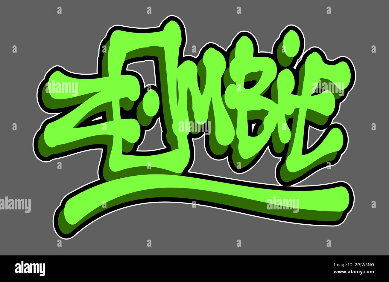 Graffiti grün Zombie Wort in Graffiti-Stil über grau Stock Vektor