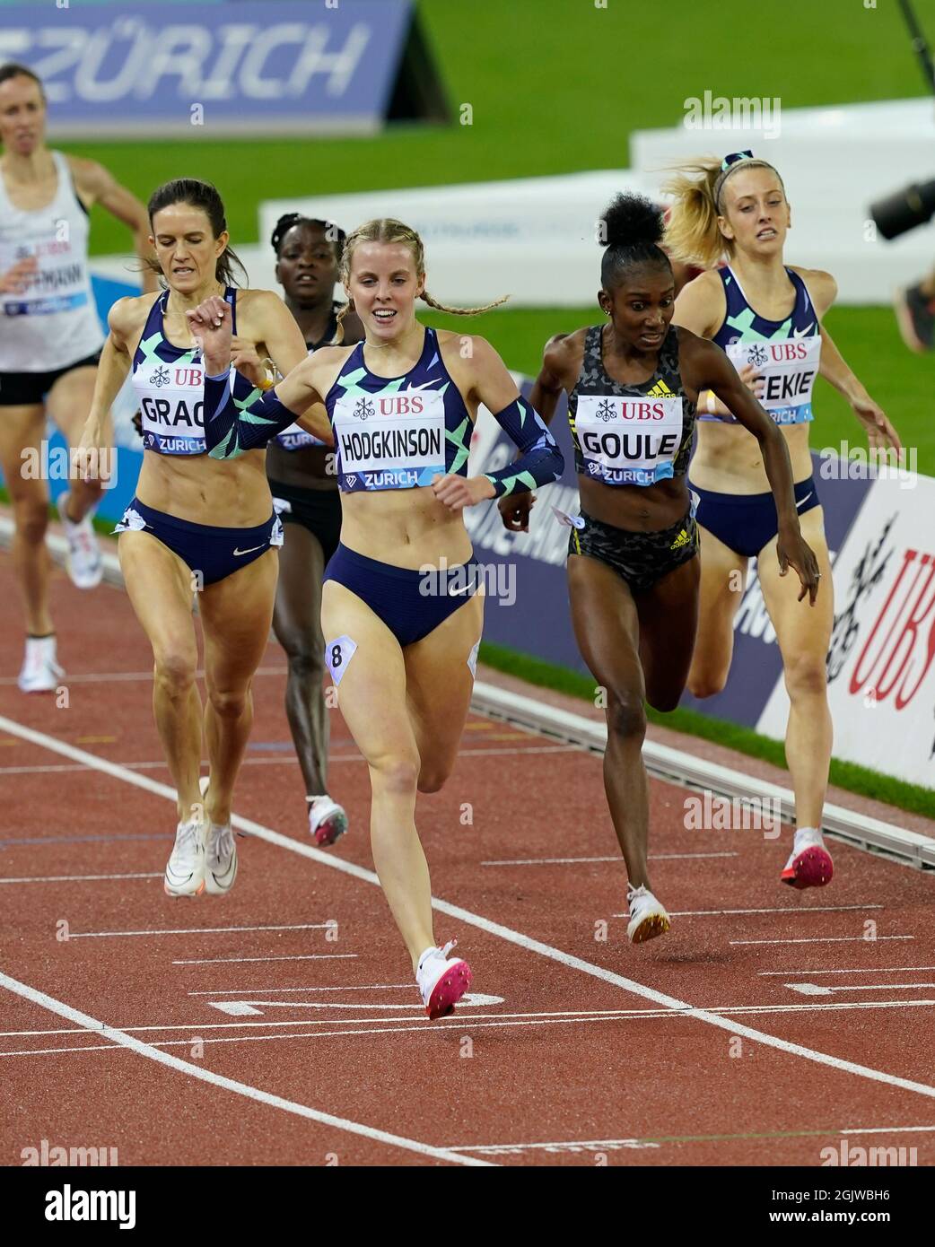 Zürich, 09. Sep 2021 800-Meter-Sieger Keely Hodgkinson (GBR) in Aktion während der Wanda Diamond League im Litzigrund Stadium Zürich Schweiz auf S Stockfoto