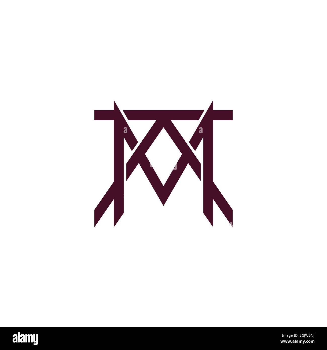 Letter tm einfache Link-Linie überlappen flache Logo-Vektor Stock Vektor