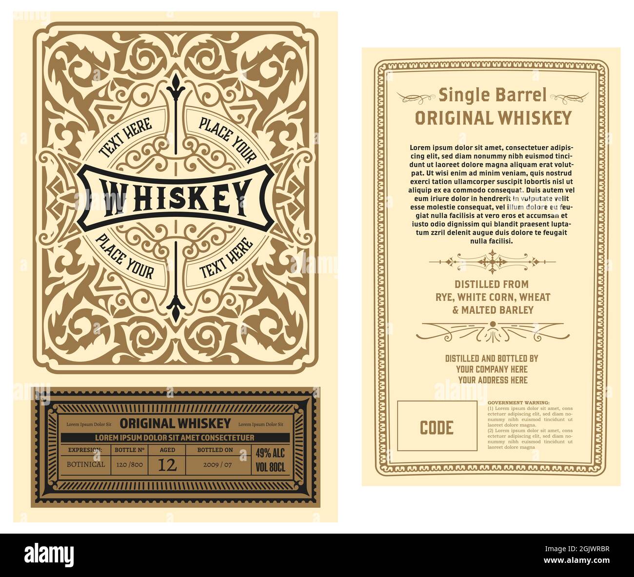 Whisky-Label mit alten Rahmen Stock Vektor