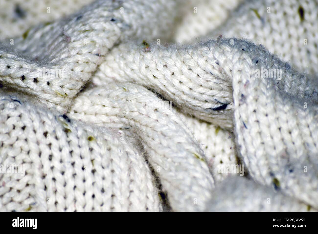 Weiß gewebte Textur Hintergrund. Selektiver Fokus Stockfoto
