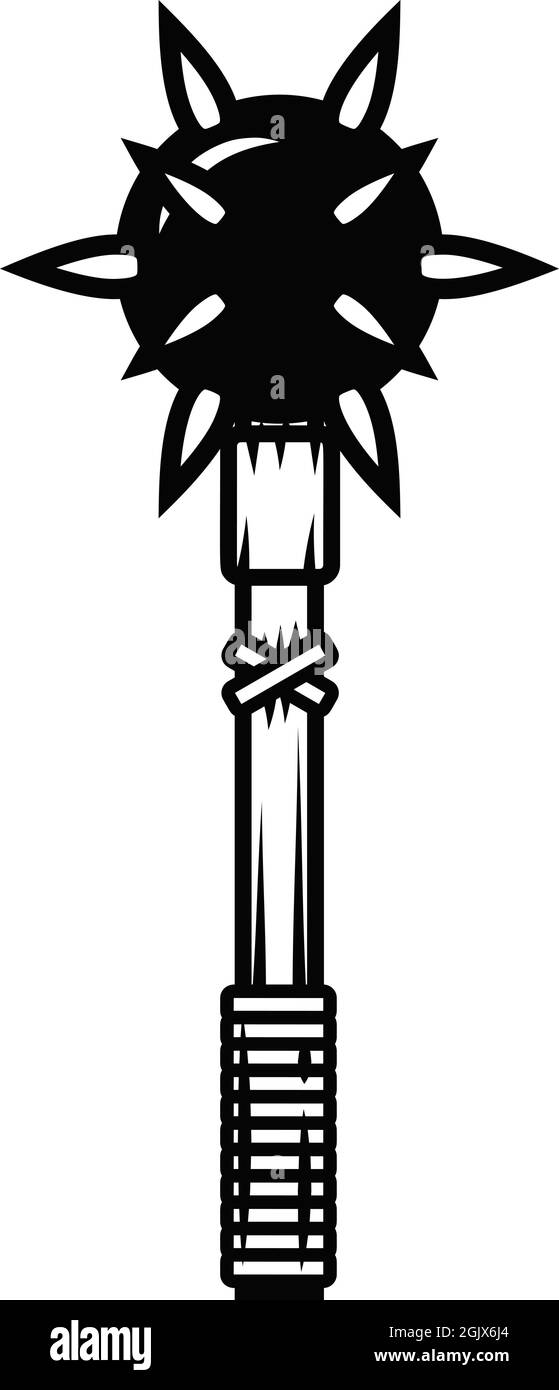 Illustration von Spiked Mace . Gestaltungselement für Logo, Etikett, Schild, Emblem, Plakat. Vektorgrafik Stock Vektor