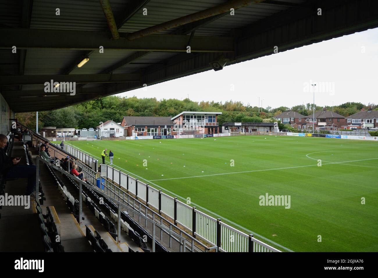 Preston, Großbritannien. September 2021. Allgemeine Innenaufnahmen des Stadions vor dem Spiel der FA Womens Championship zwischen Blackburn Rovers und Watford im Sir Tom Finney Stadium in Preston, England Credit: SPP Sport Press Foto. /Alamy Live News Stockfoto