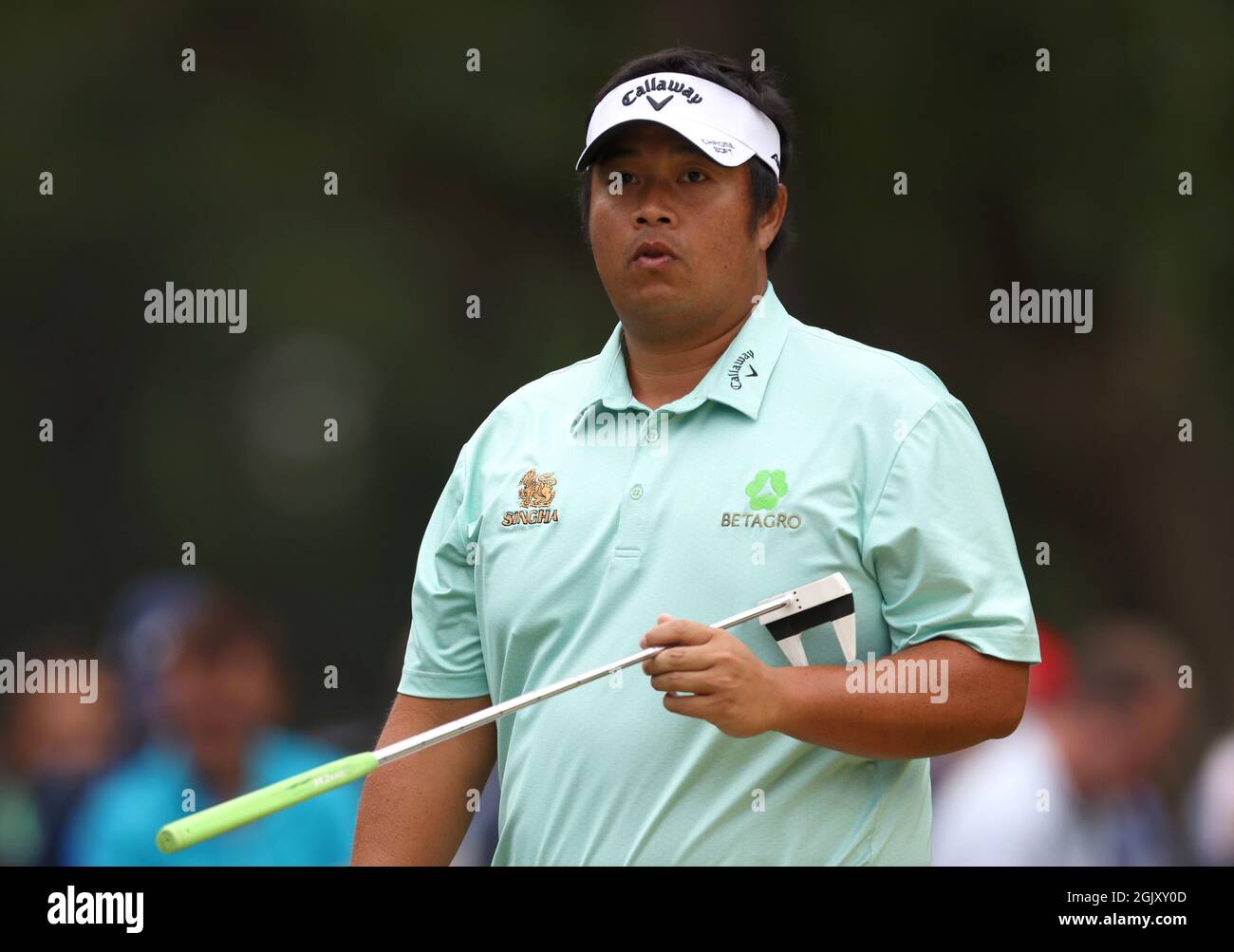 Thailands Kiradech Aphibarnrat am vierten Tag der BMW PGA Championship im Wentworth Golf Club, Virginia Water. Bilddatum: Sonntag, 12. September 2021. Stockfoto