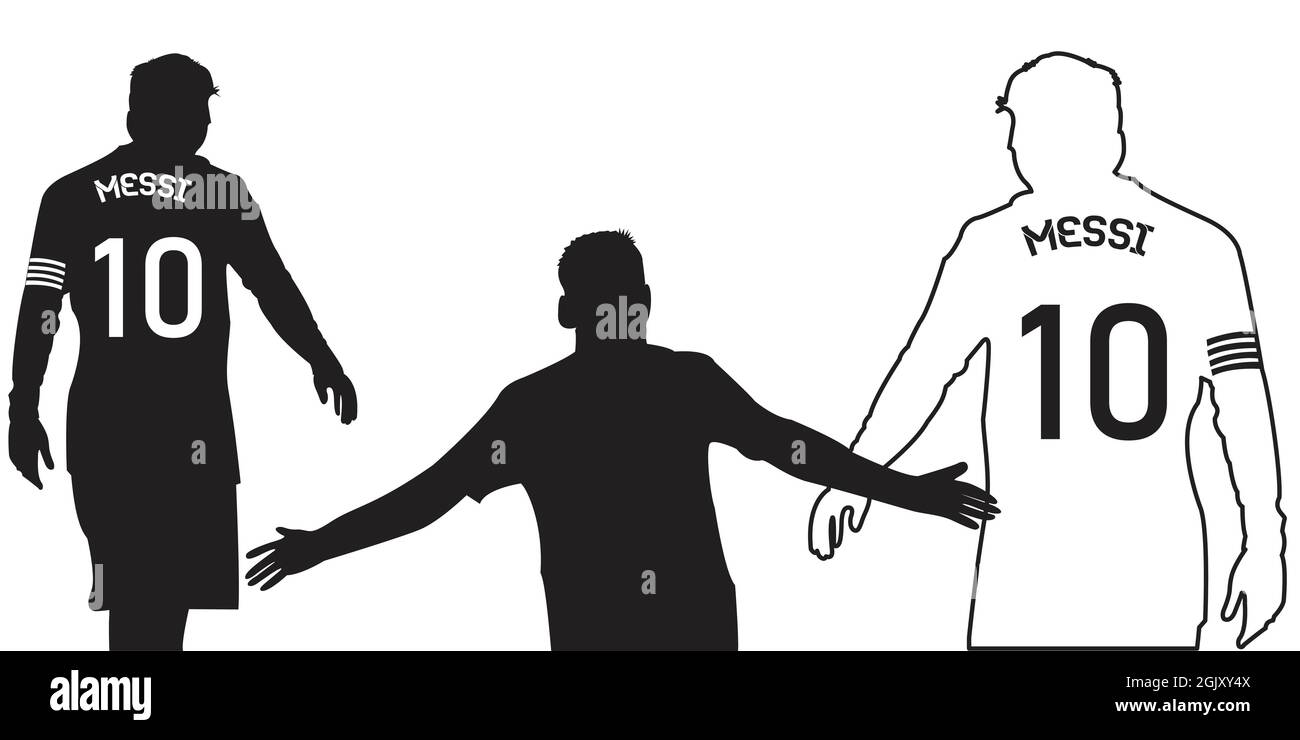 Lionel Messi Vektor Silhouette schwarz Edition, die Illustration kann für verwendet werden, Magazin, News, Web, Sammlung, Und etc Stock Vektor