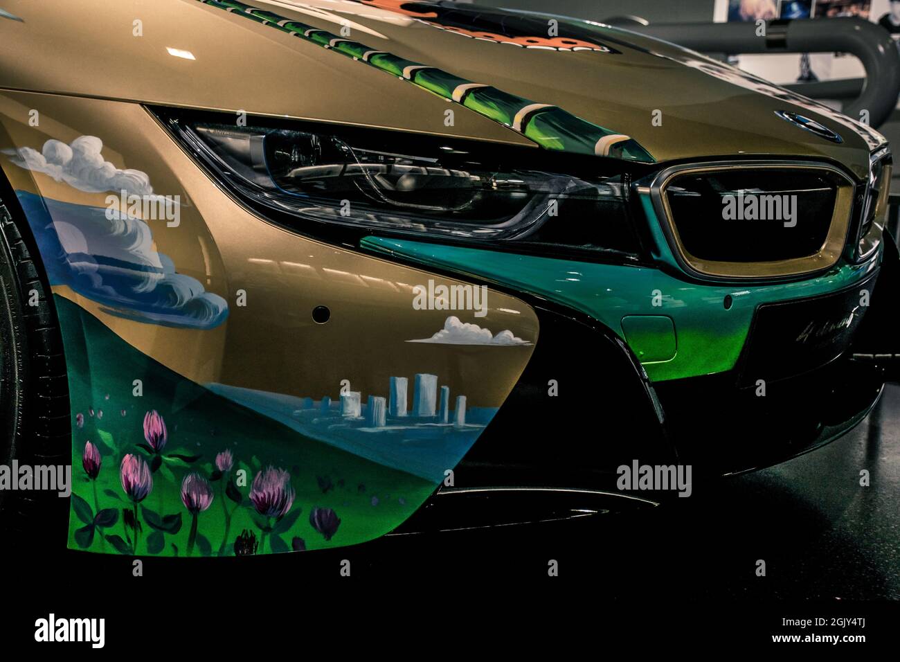 BMW i steht für eine gesunde und zukunftsorientierte Bedeutung der nachhaltigen premium Mobilität: Elektroantrieb, innovativen Material Stockfoto